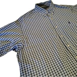 Ralph Lauren Blake Cotton Plaid Short Sleeve Shirt Preppy Blue Green XL Gingham